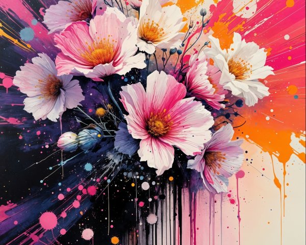Vibrant Bouquet of Colorful Flowers with Abstract Background
