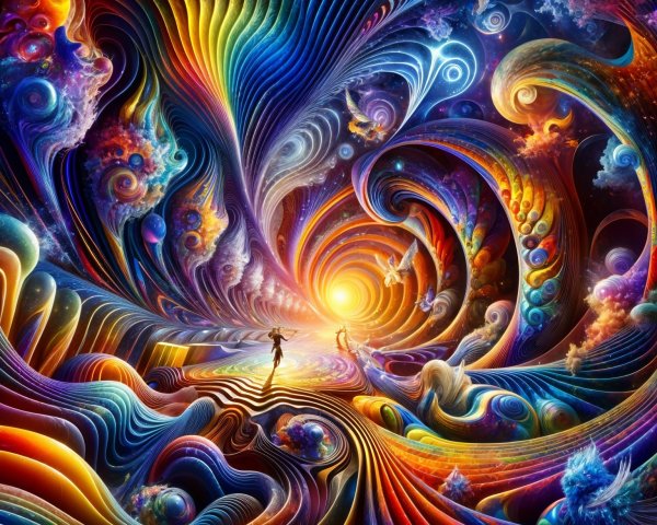 Vibrant Cosmic Landscape with Spirals and Light