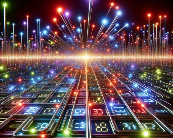 Vibrant Digital Landscape with Colorful Lights and Patterns