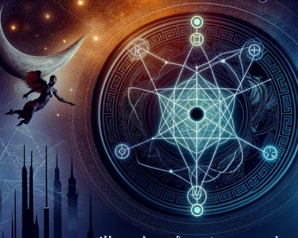 Mystical Scene with Celestial Background and Mandala