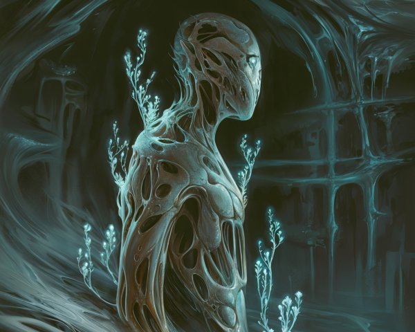 Surreal Humanoid Figure in Ethereal Environment