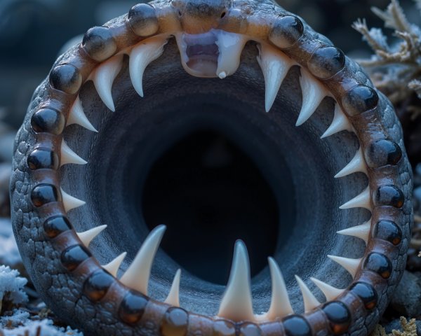 Close-Up of Gaping Mouth with Sharp Teeth and Texture