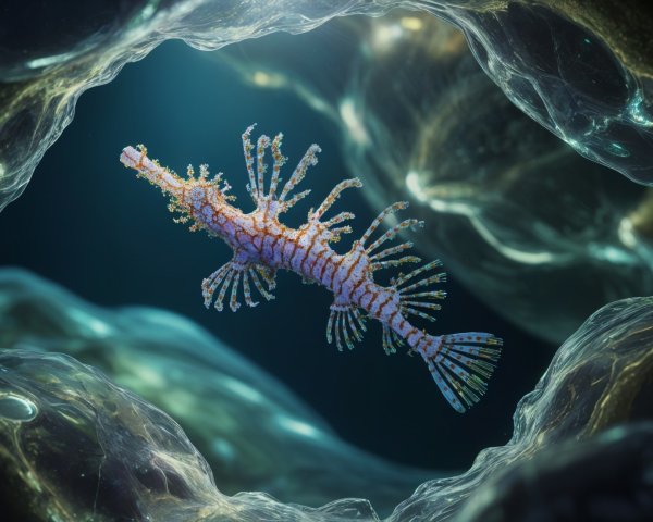 Vibrant Sea Creature in Ethereal Underwater Habitat