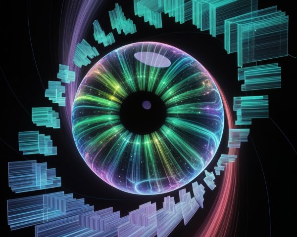 Stylized Eye Surrounded by Vibrant Swirling Patterns