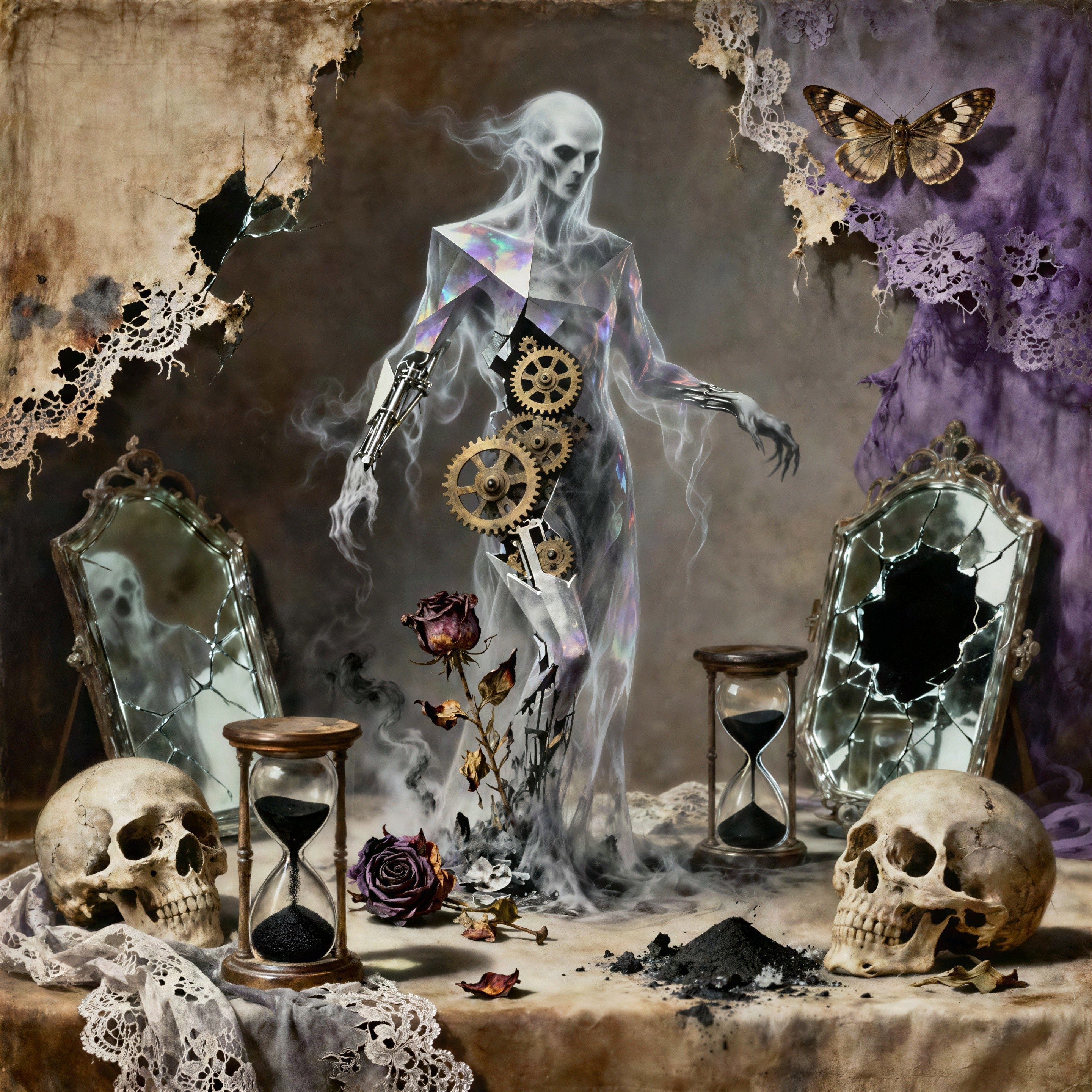 Dark Fantasy Realism Art Featuring Ghostly Figure