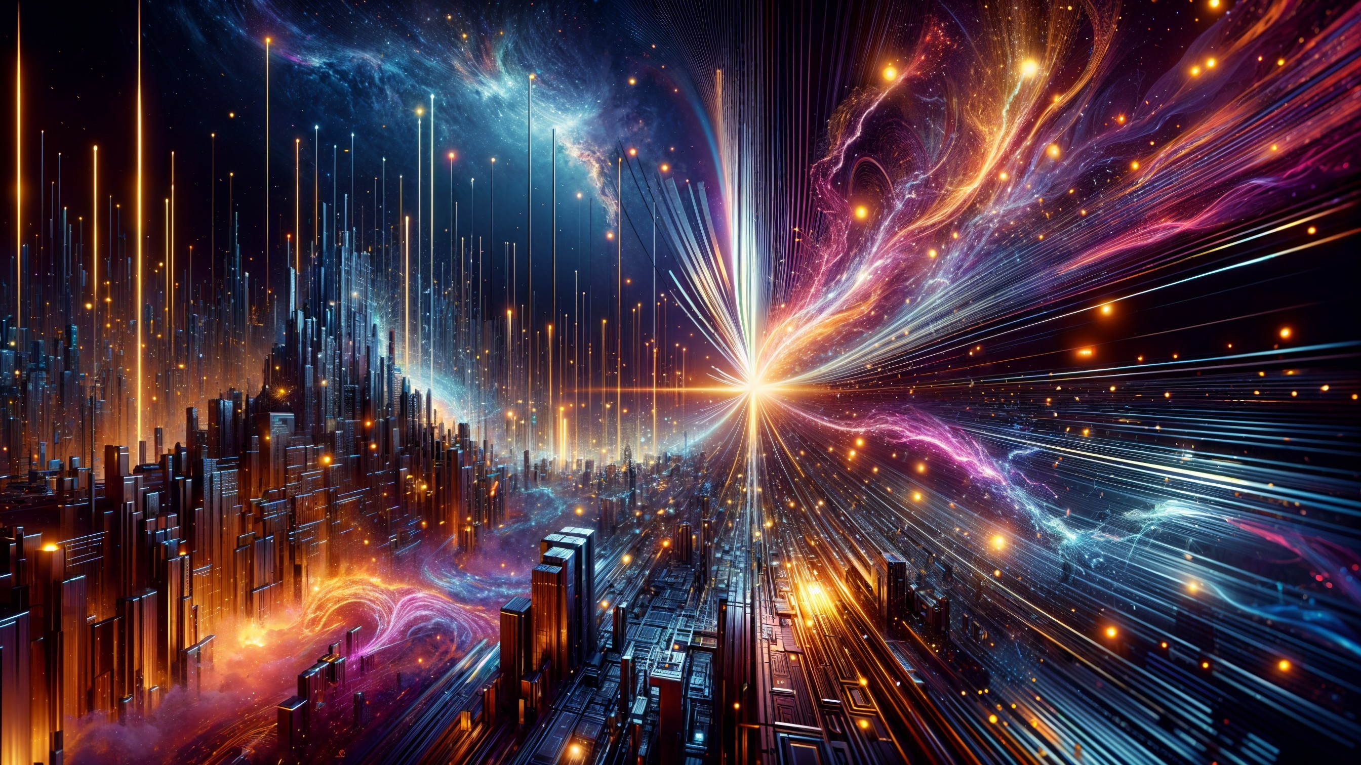 Vibrant Cosmic Scene with Light and Nebulae
