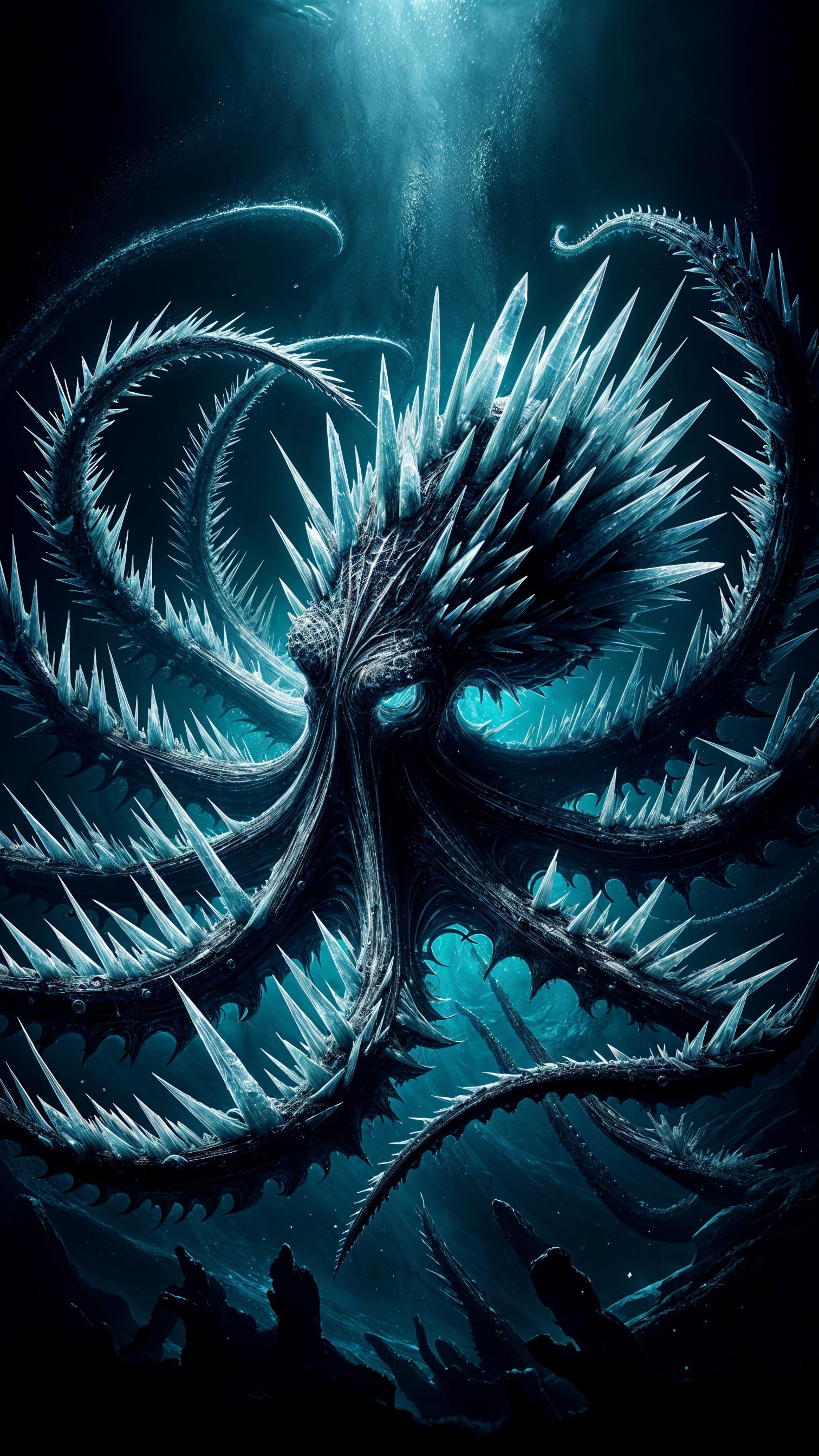 Otherworldly creature in abyssal blue expanse