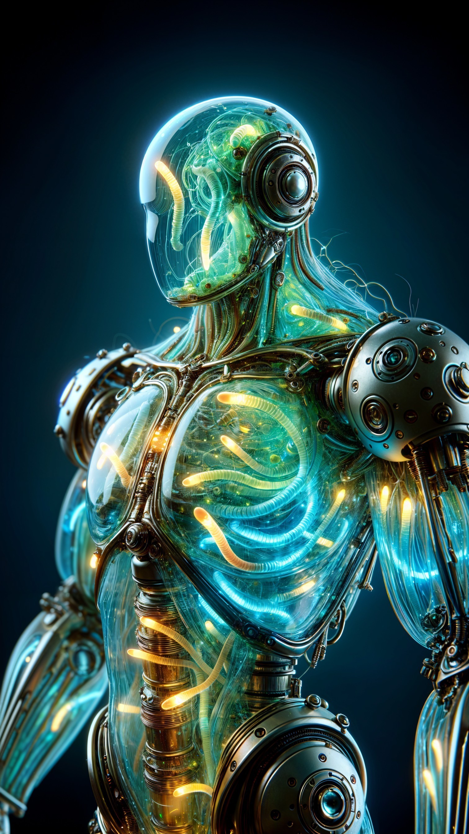 Futuristic Robot with Translucent Body and Lights
