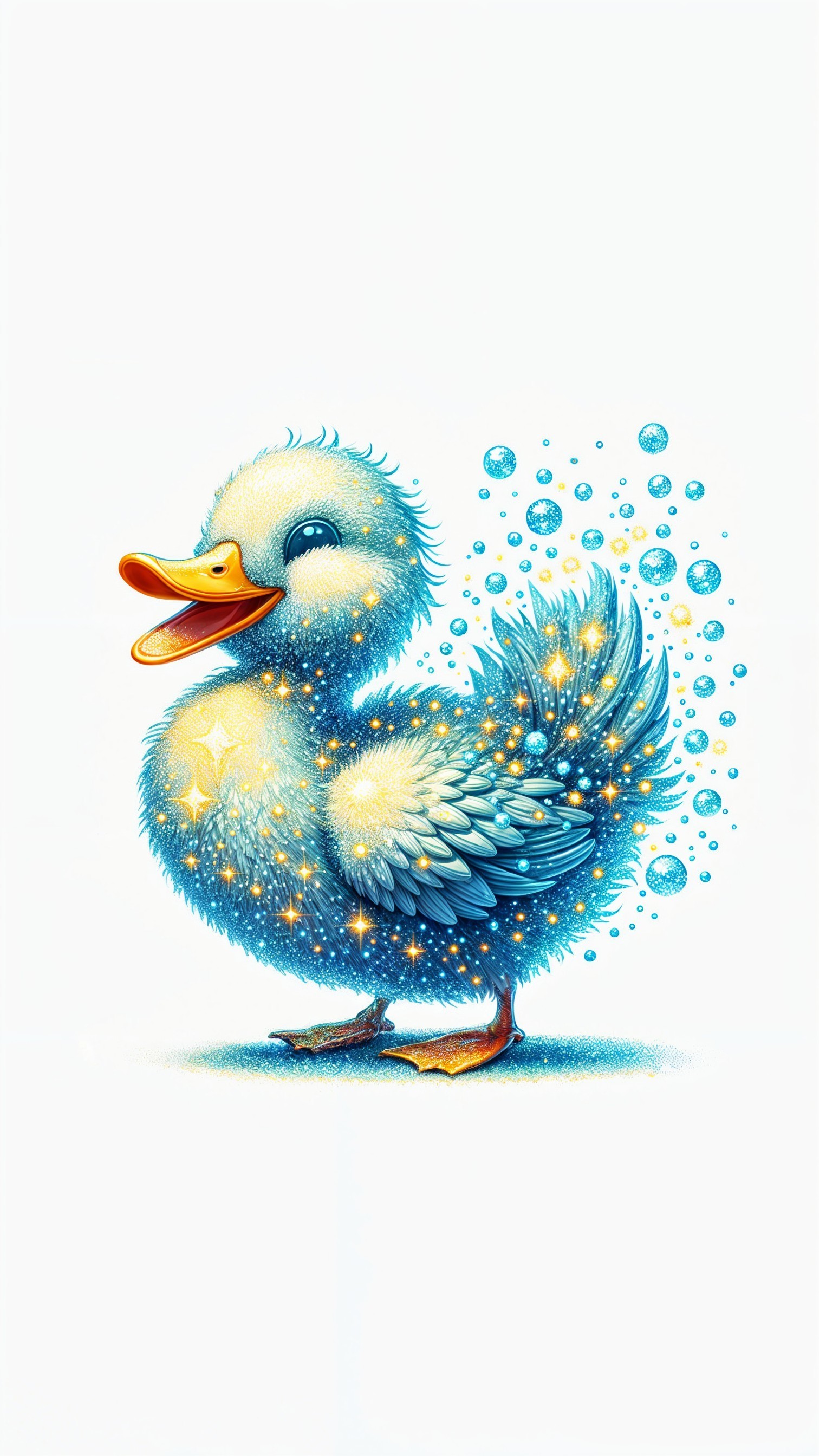 Whimsical Duckling with Blue and White Plumage