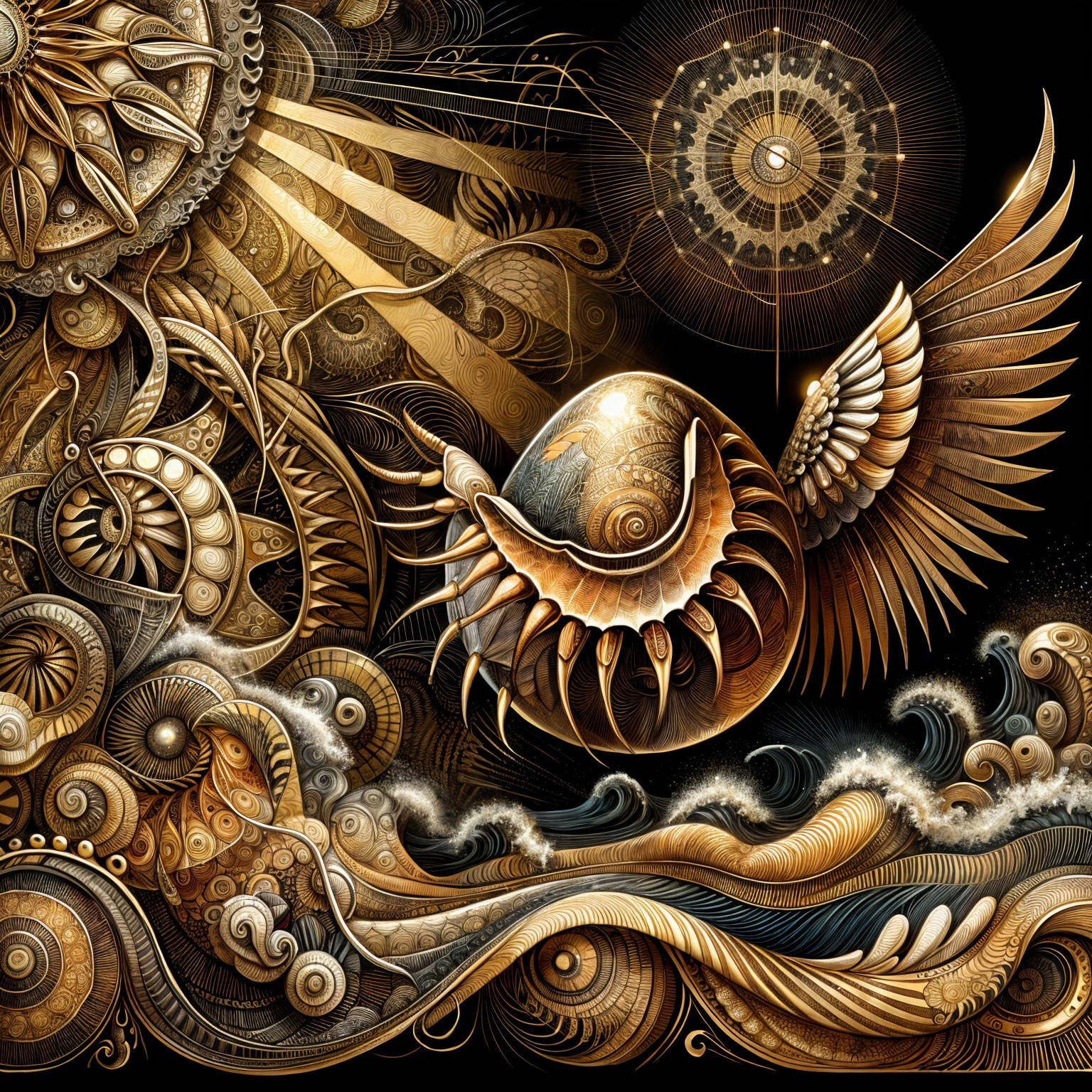 Intricate Patterns and Textures with Mythical Elements