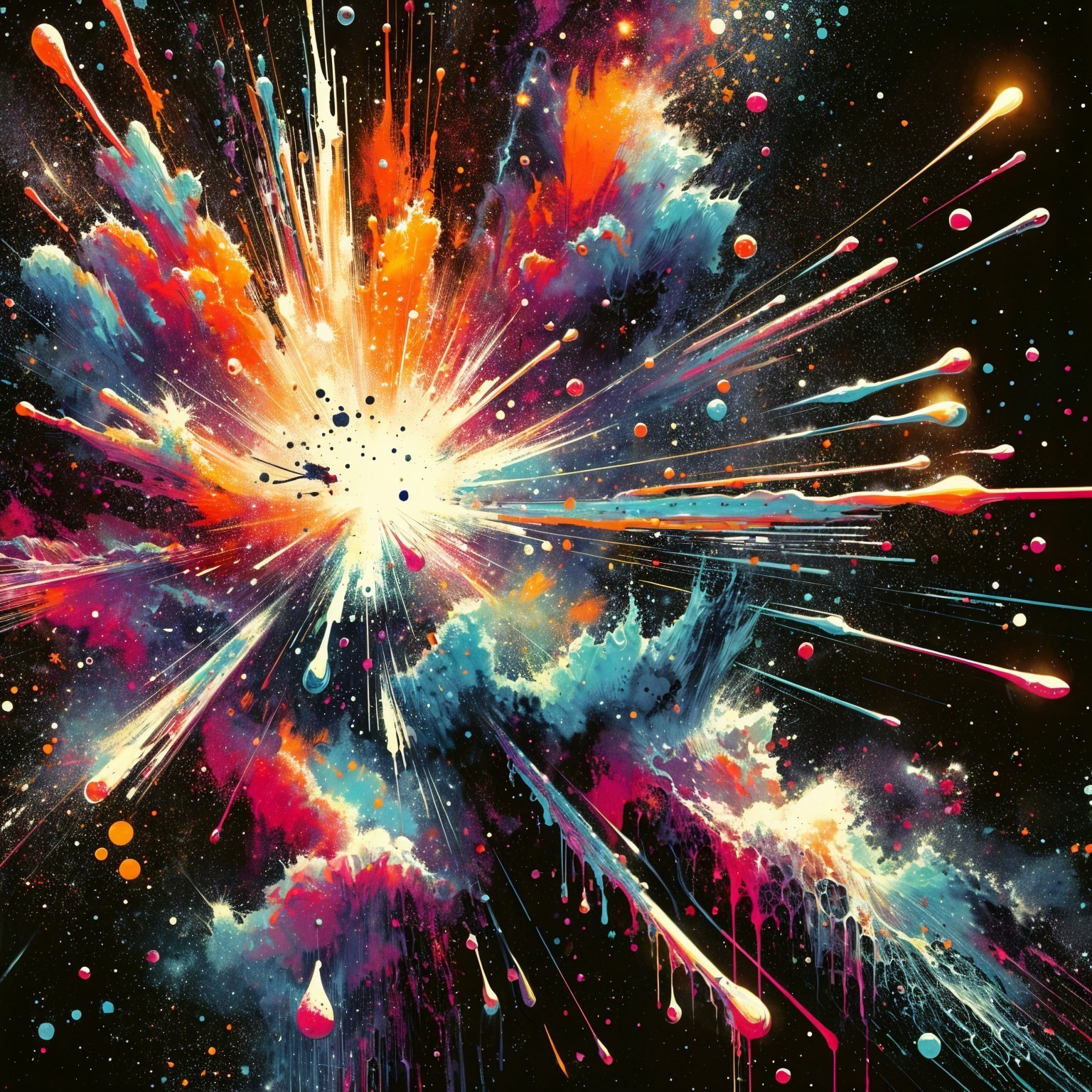 Vibrant Cosmic Color Explosion on Dark Background