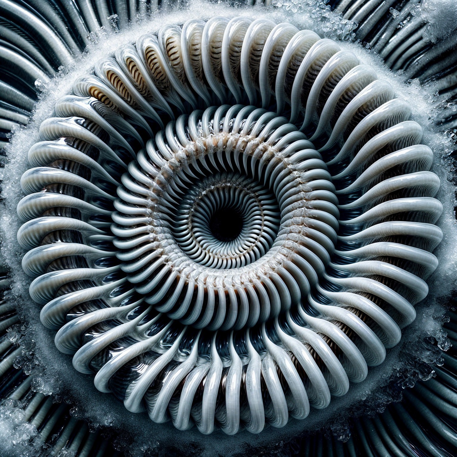 Abstract Spiral Pattern with Cool Metallic Colors