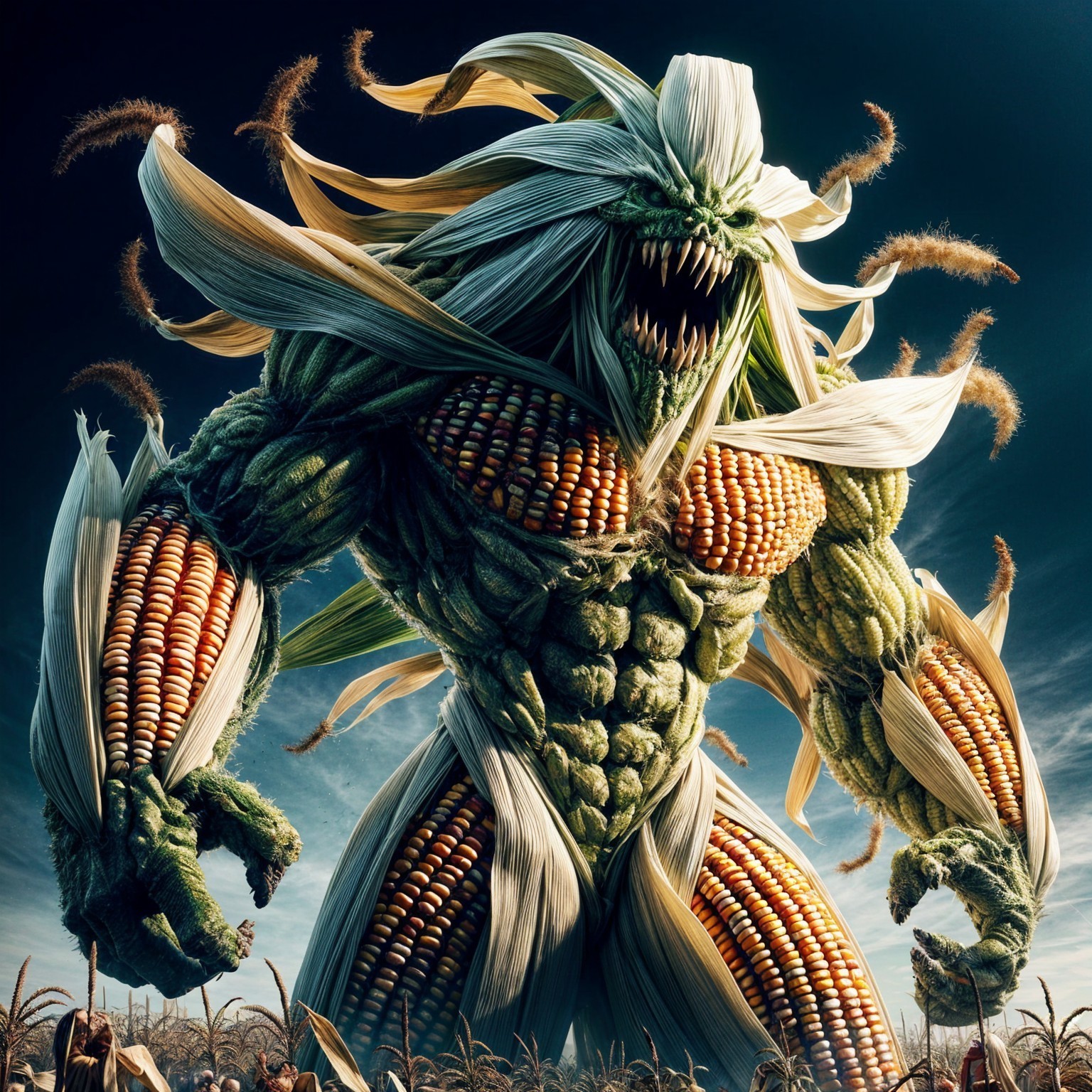Vegetable Creature in a Cornfield Landscape