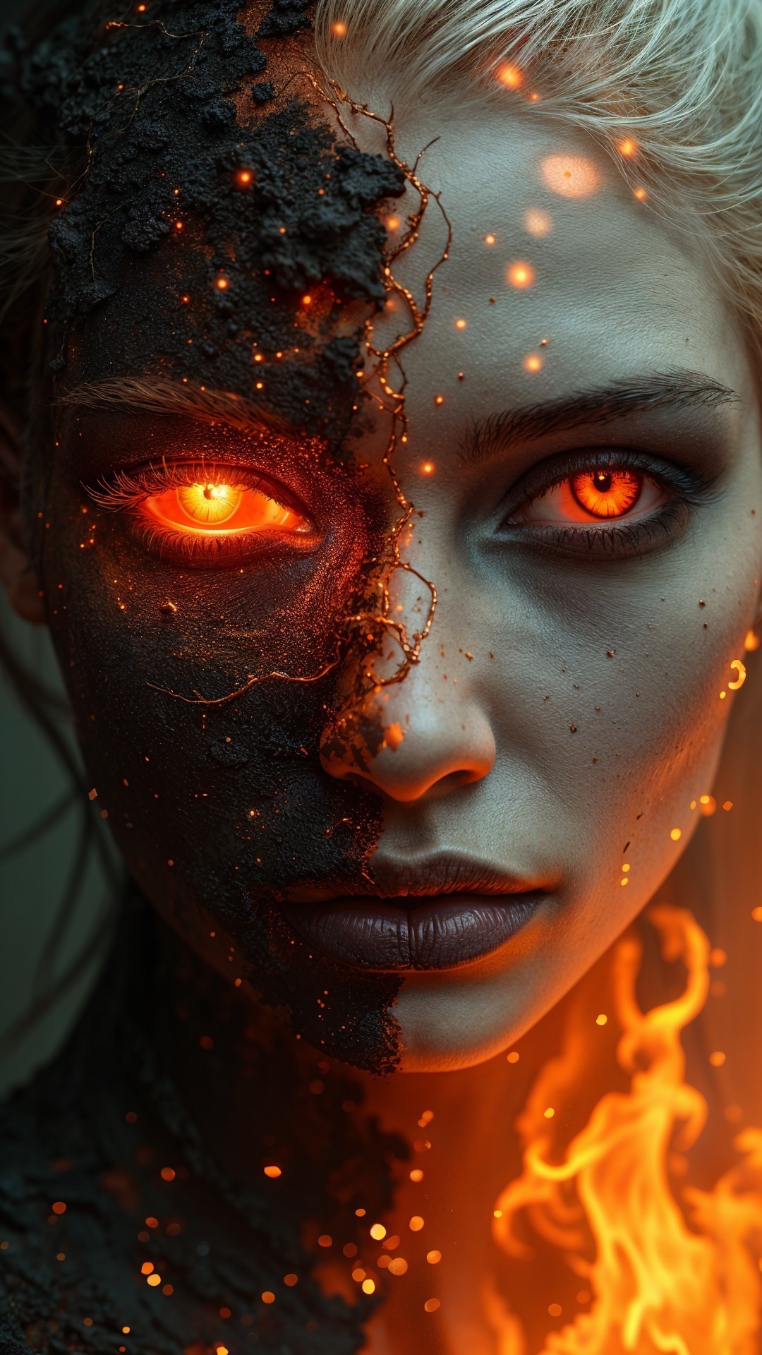 Portrait of a Woman with Fire and Earth Elements