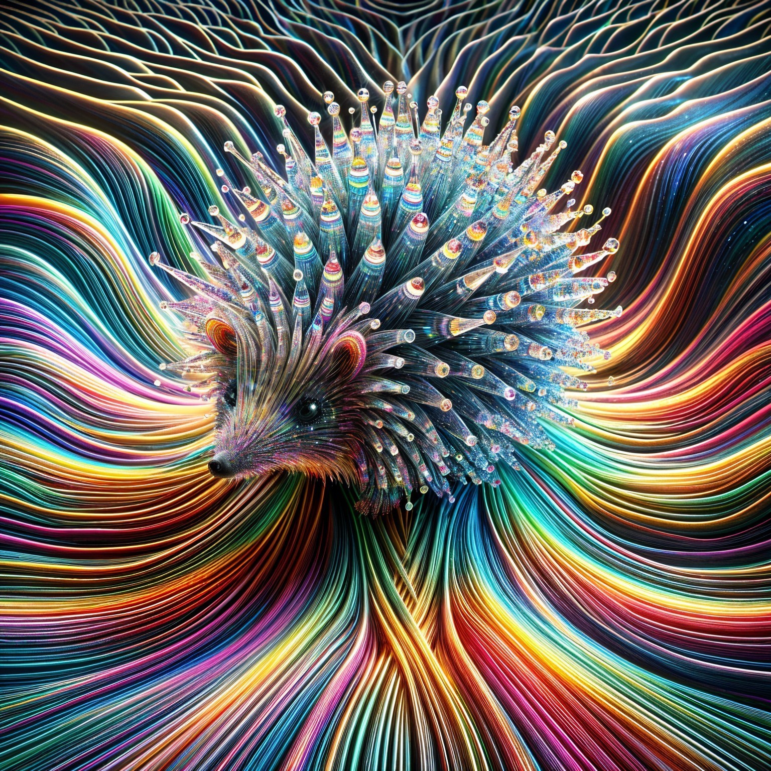 Colorful Hedgehog in a Whimsical Artistic Landscape