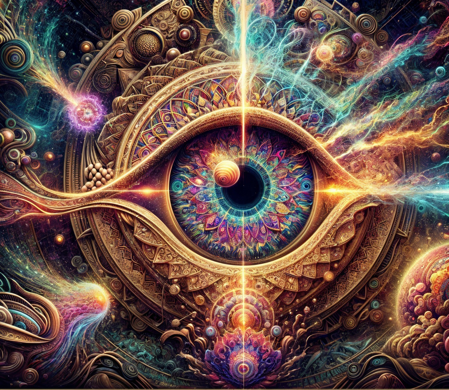 Intricate Close-Up of a Colorful Ornate Eye Design