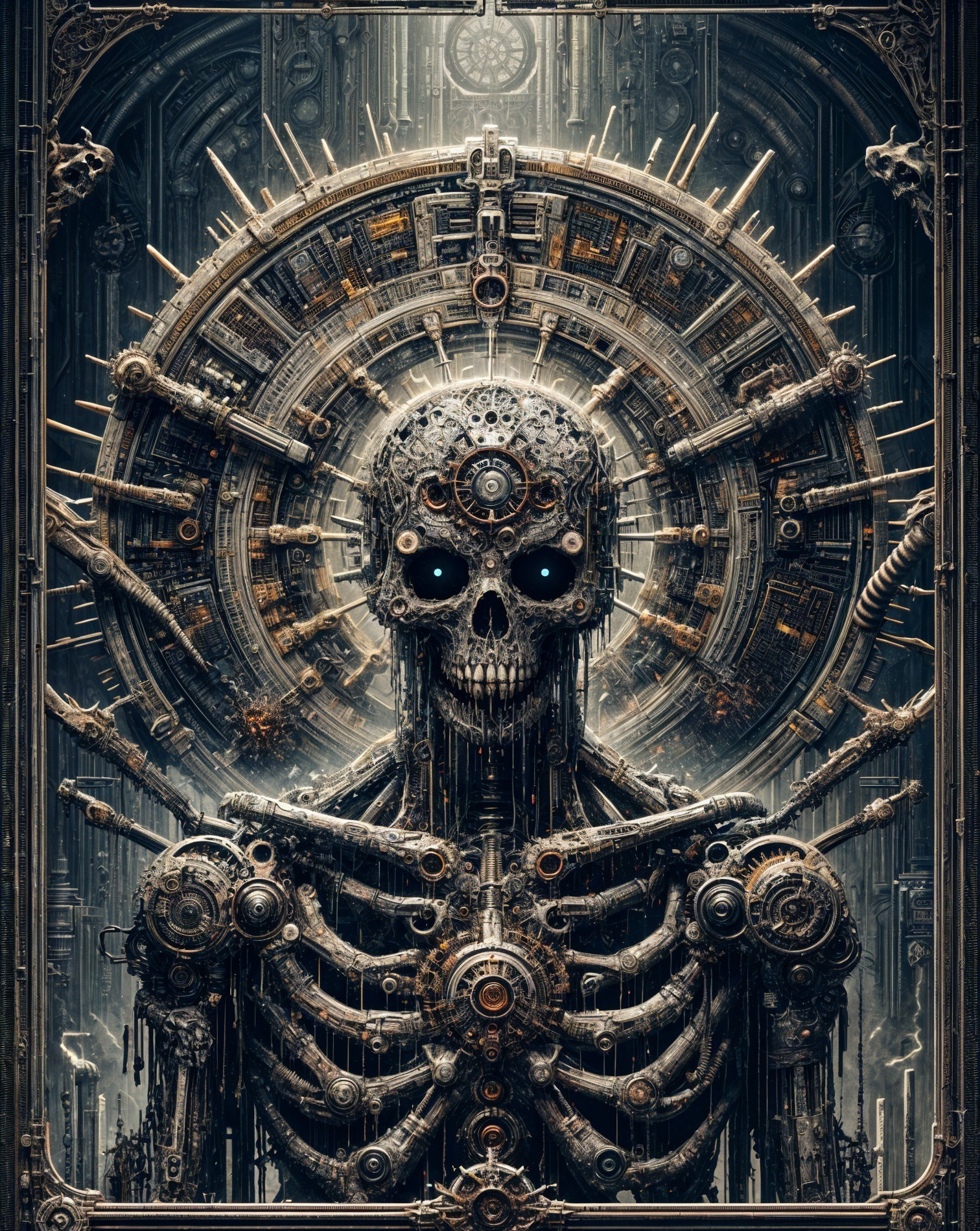 Mechanical Skeleton with Steampunk Aesthetic Design