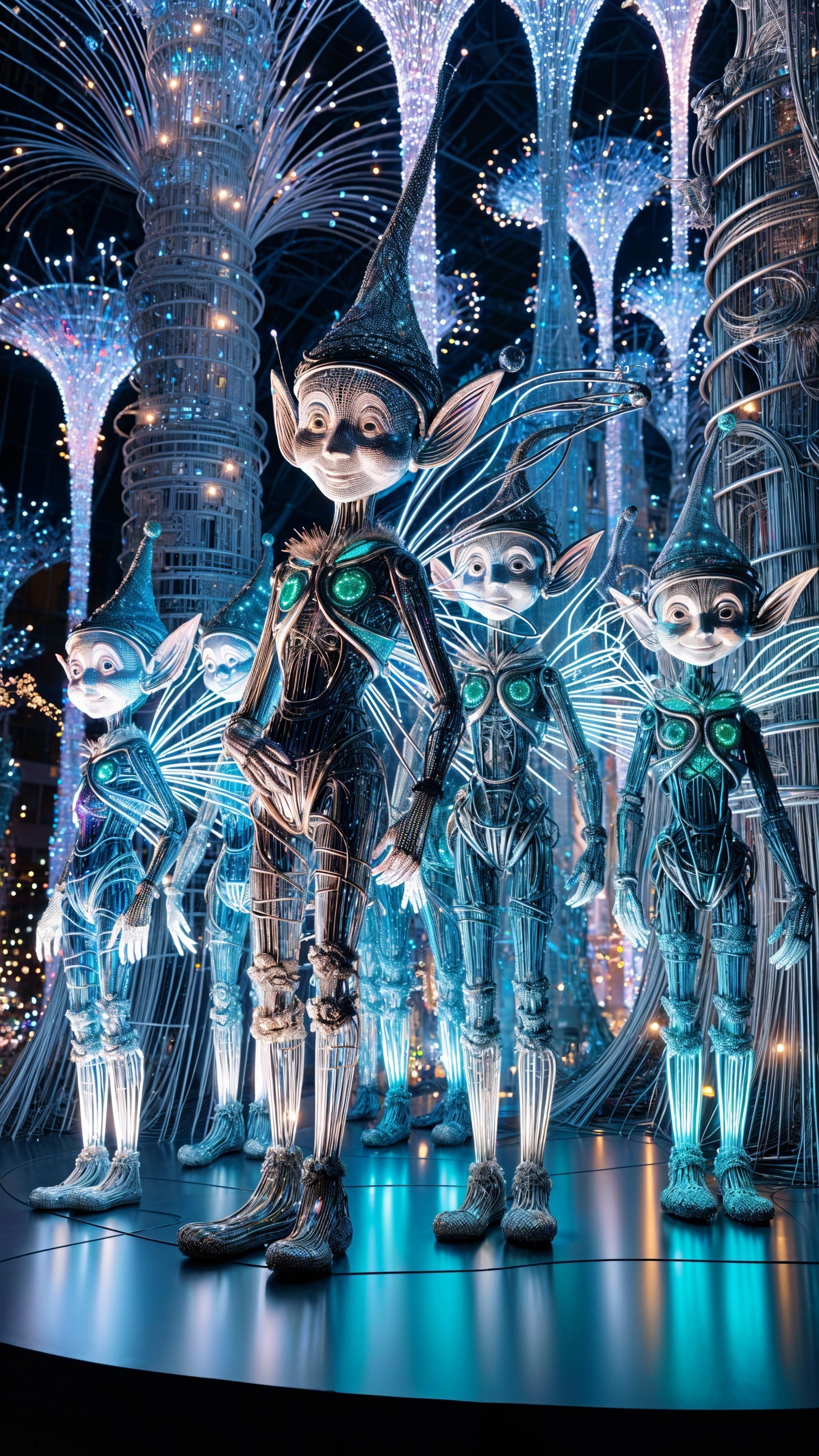 Futuristic Humanoid Figures in a Magical Landscape