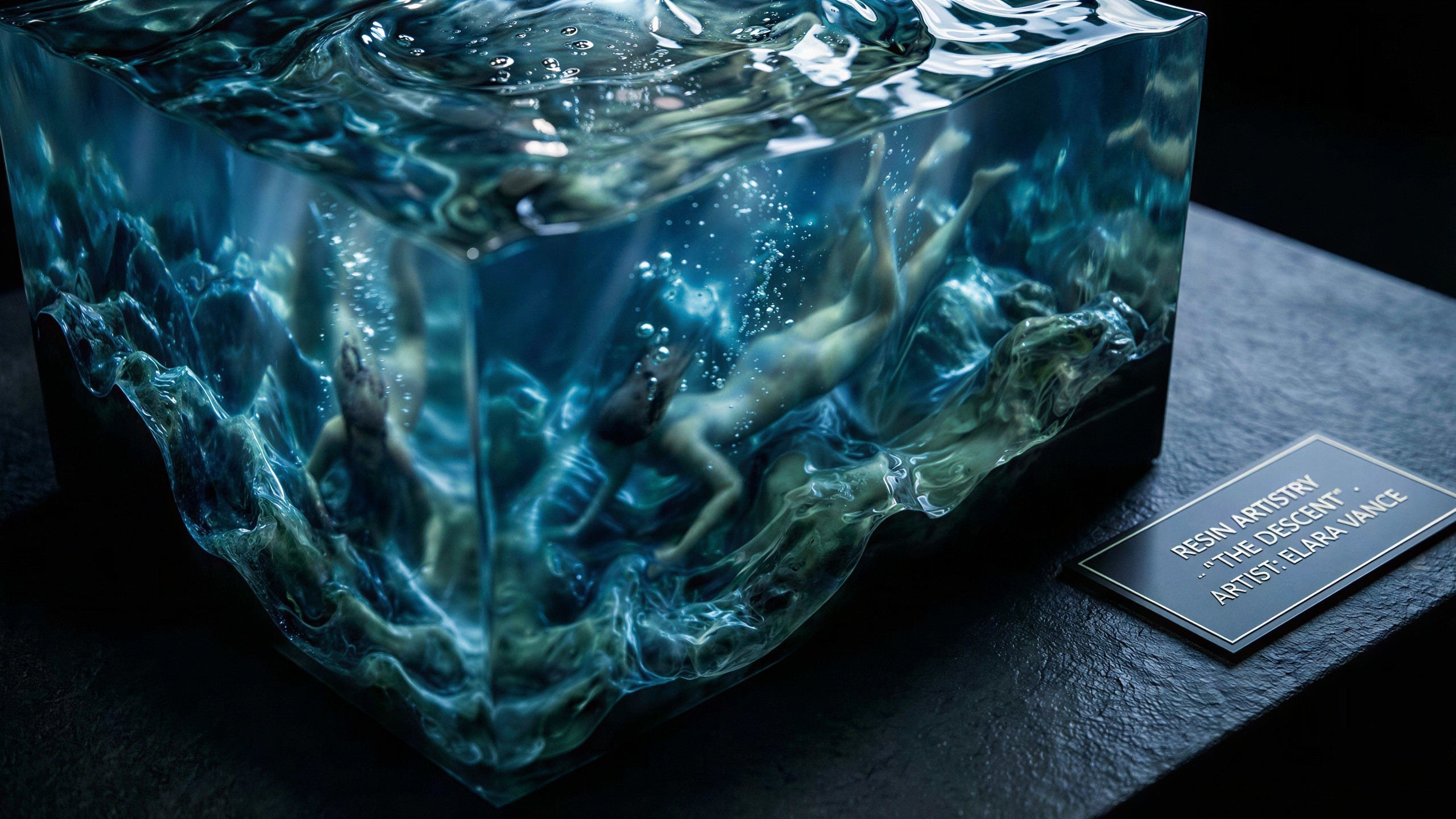 Resin Art Sculpture of Submerged Female Figures