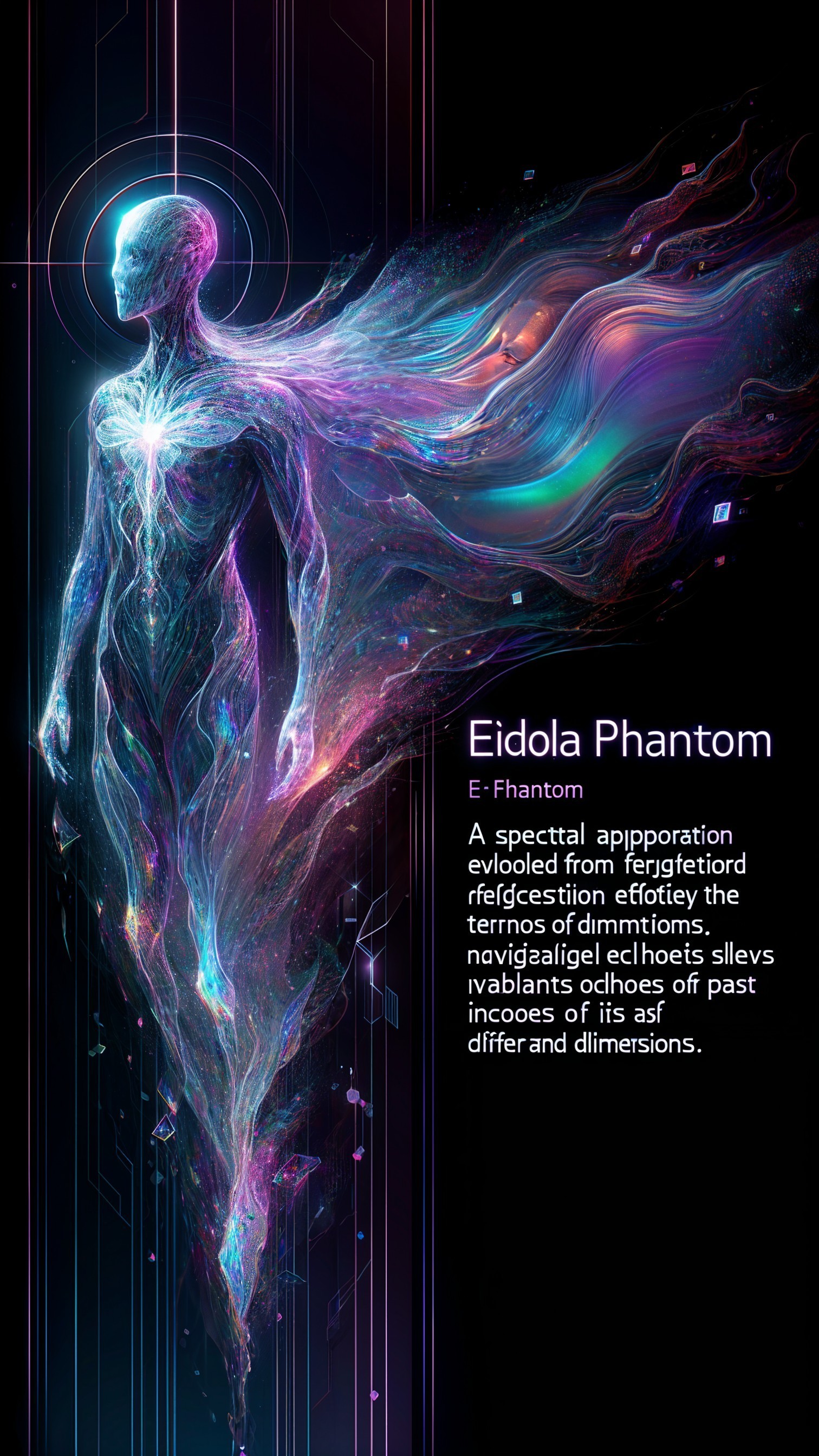 Eidola Phantom: Ethereal Figure in Cosmic Colors