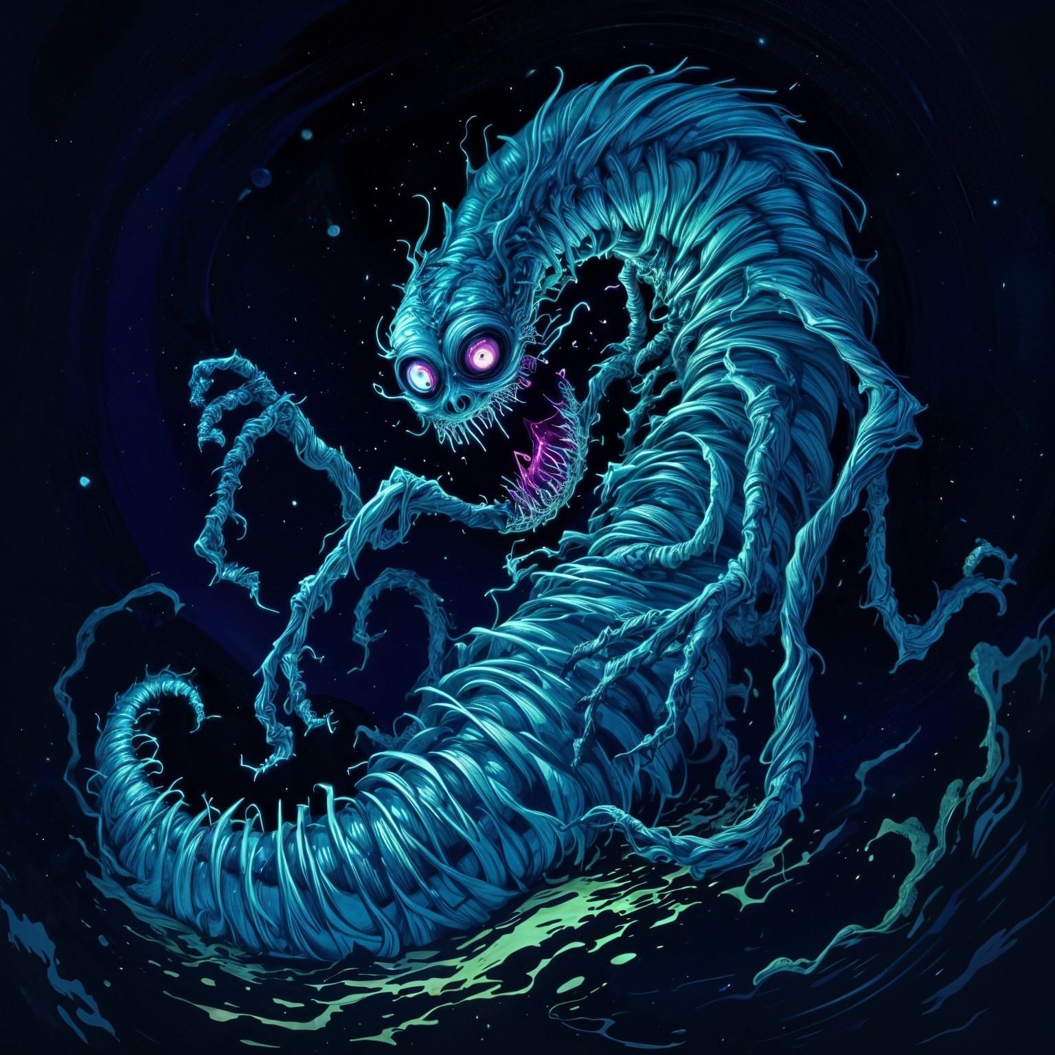 Surreal Luminous Creature in Cosmic Background