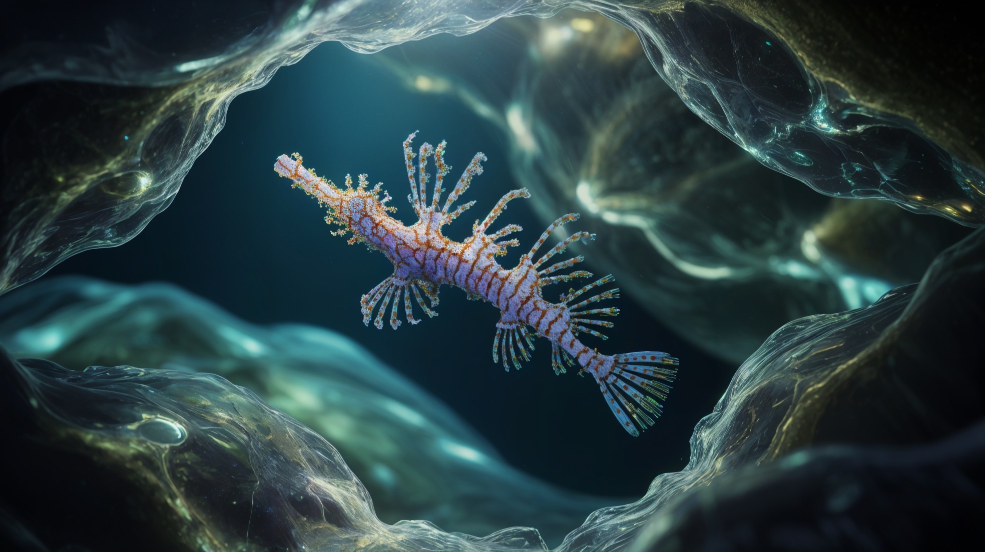 Vibrant Sea Creature in Ethereal Underwater Habitat