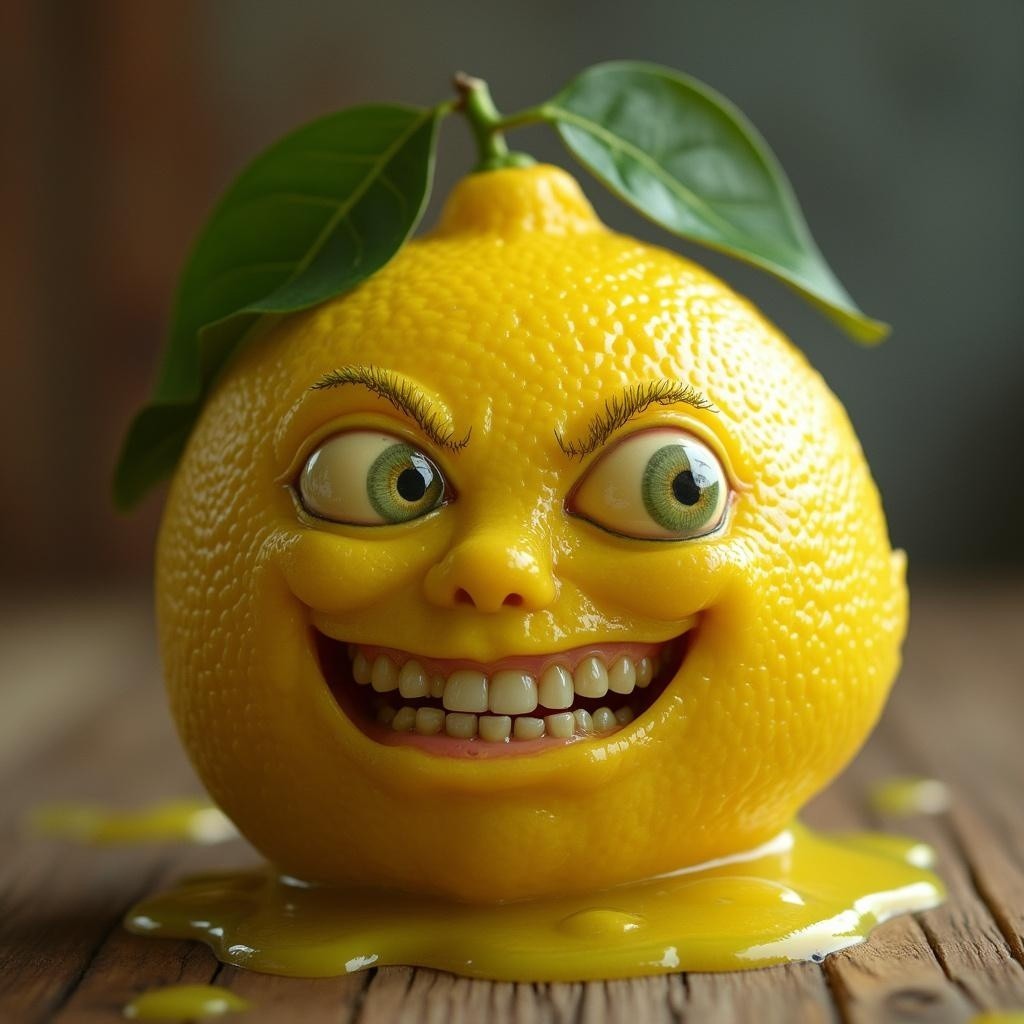 Quirky Lemon Character with Playful Features