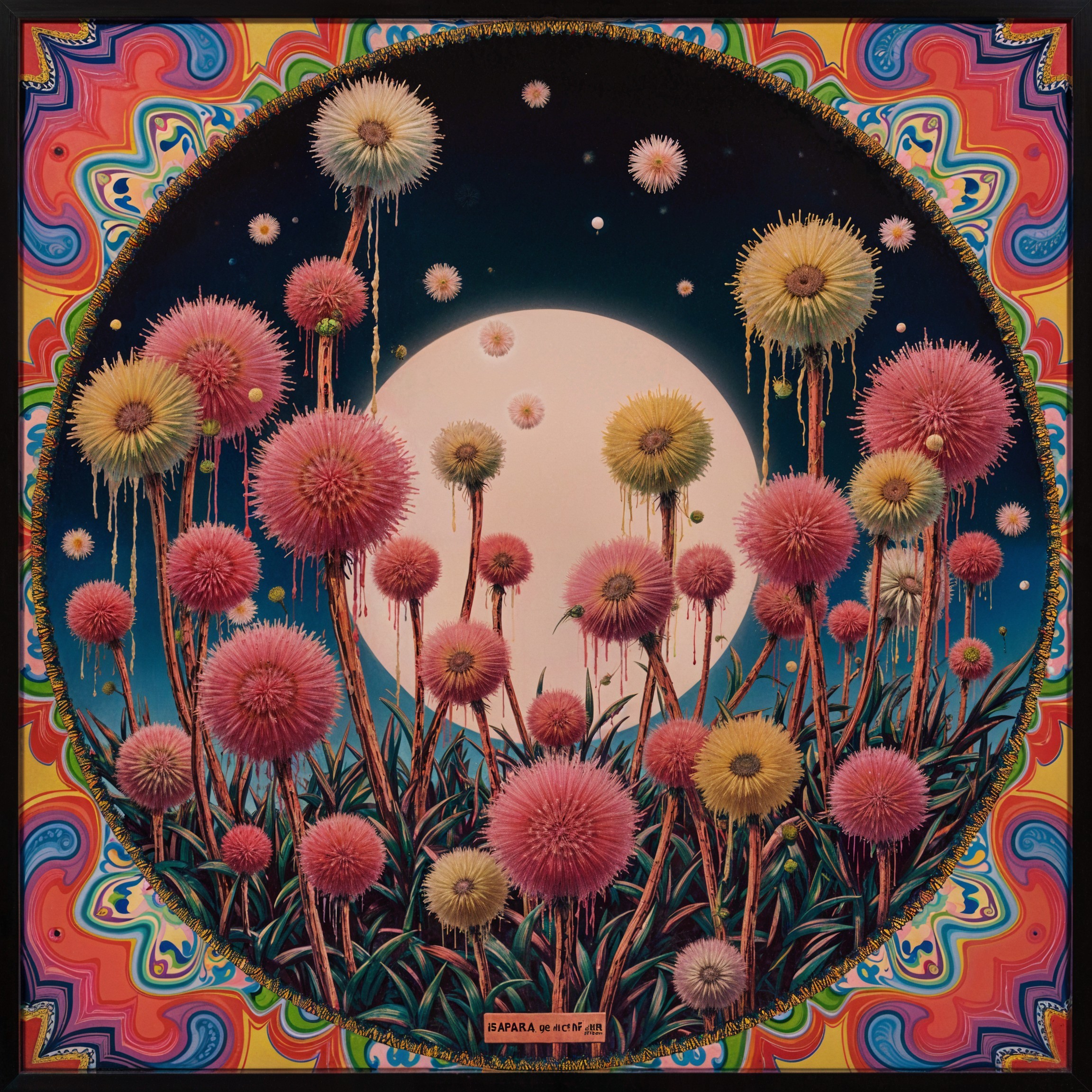 Vibrant Cosmic Landscape with Dandelion Flowers