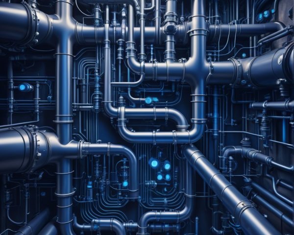 Complex Network of Metallic Pipes in Industrial Space