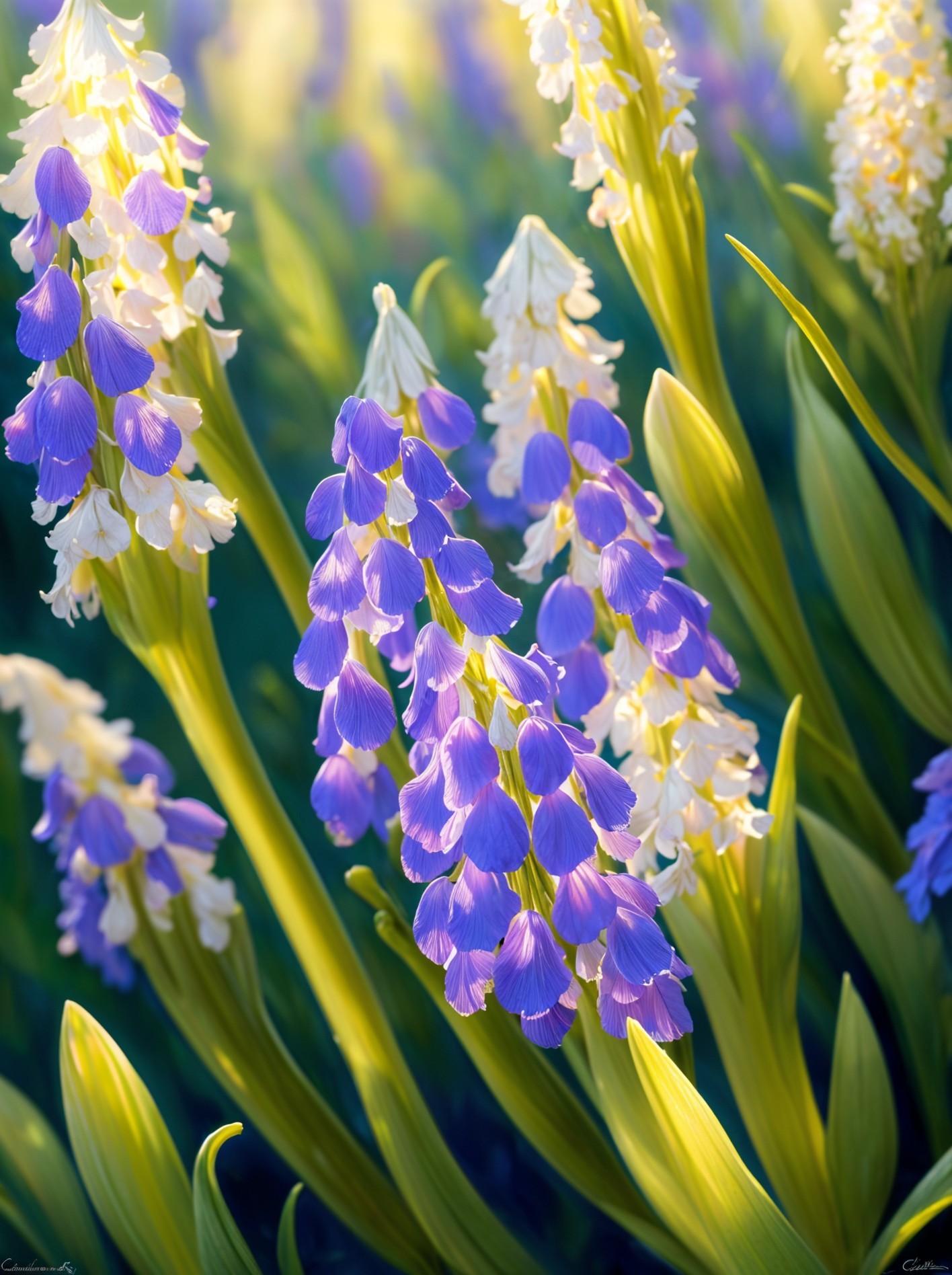 Close-up of Purple and White Flower Clusters