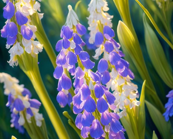 Close-up of Purple and White Flower Clusters