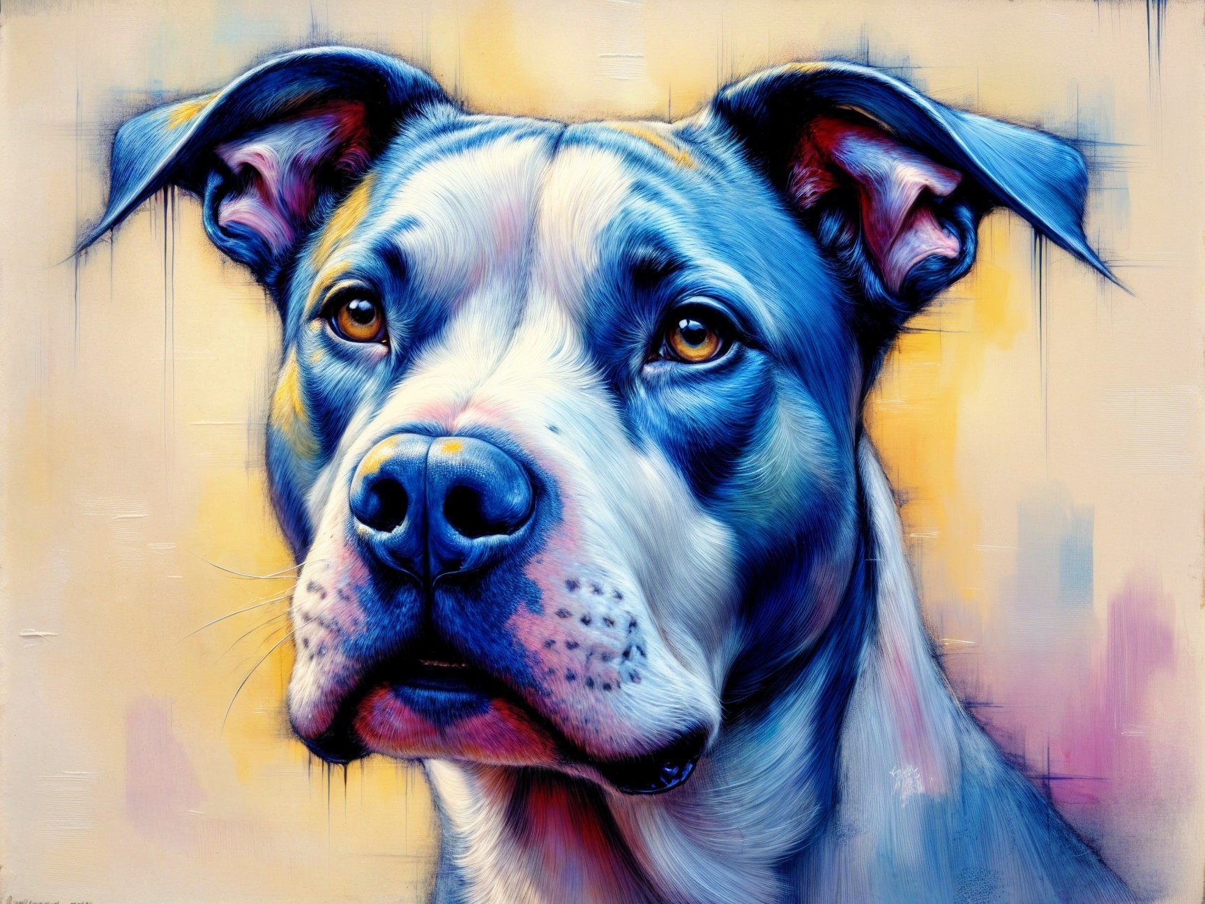 Vibrant Portrait of a Dog with Unique Fur Patterns
