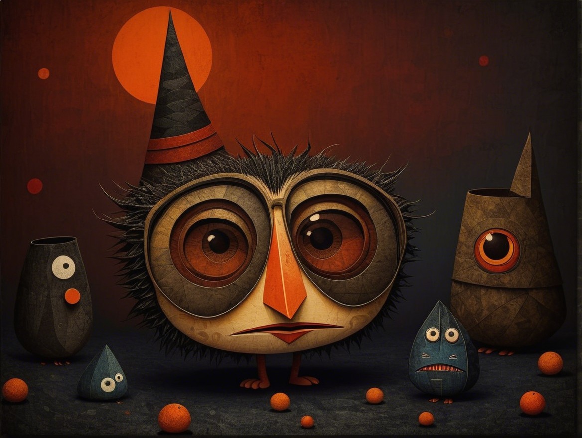 Whimsical Creature in Abstract Colorful Landscape