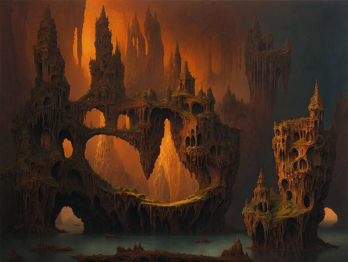 Otherworldly Landscape with Towering Castle-Like Formations