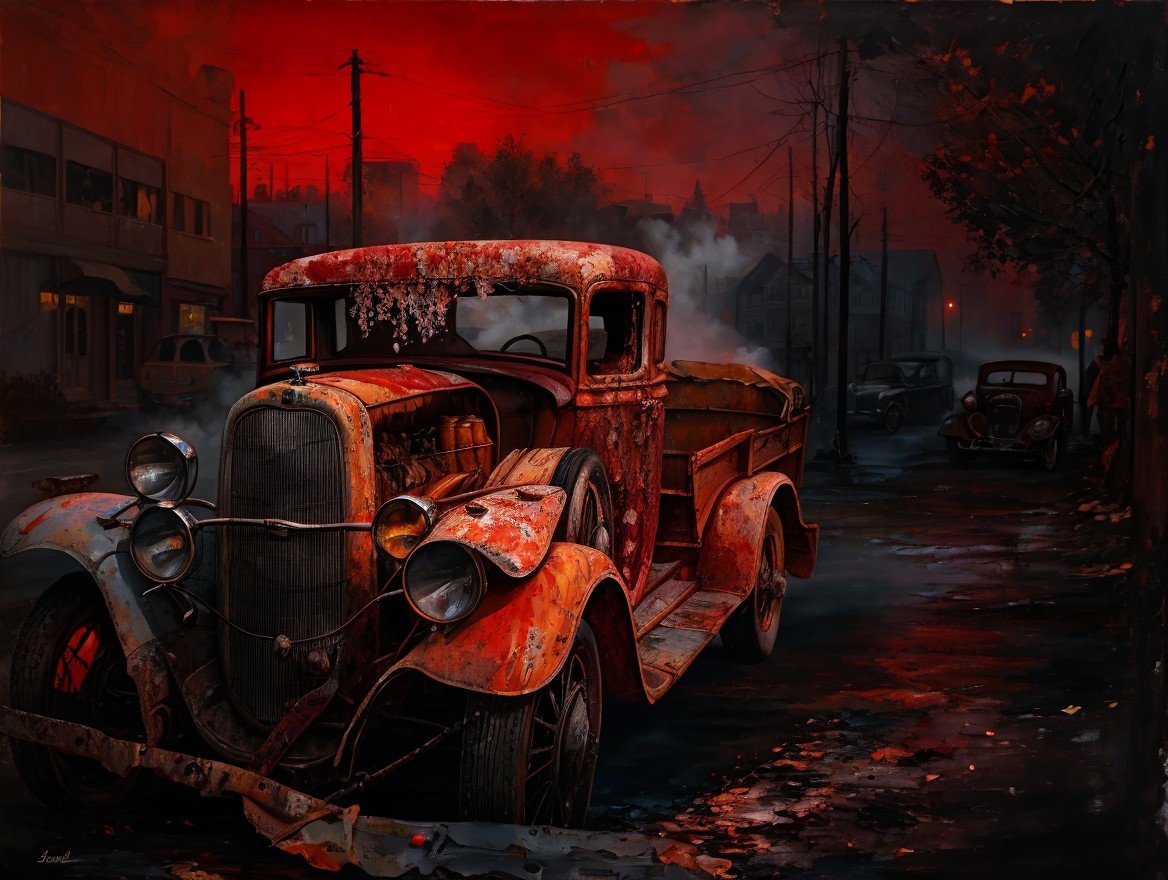 Abandoned Rusty Pickup Truck in Moody Atmosphere