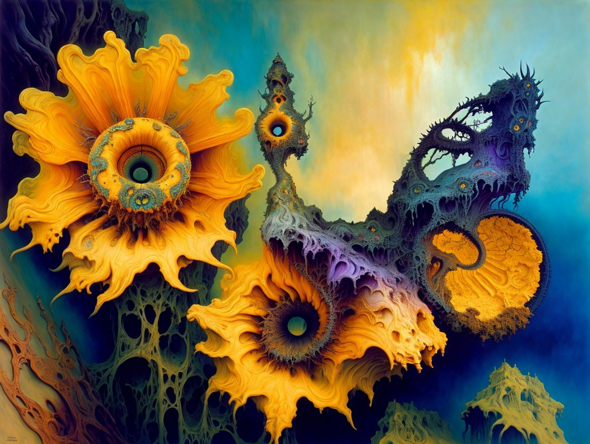 Abstract Landscape with Surreal Flora and Colors