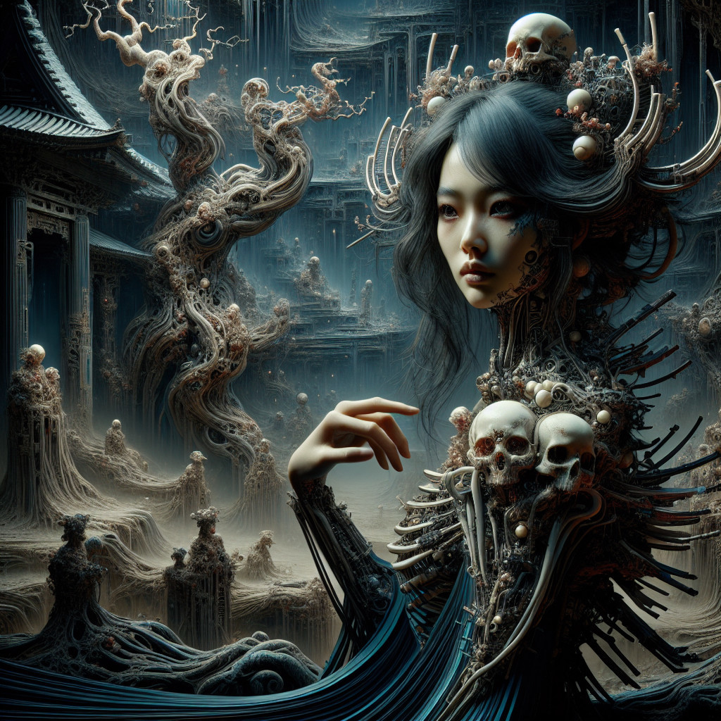 Surreal Figure in a Dark, Ethereal Landscape