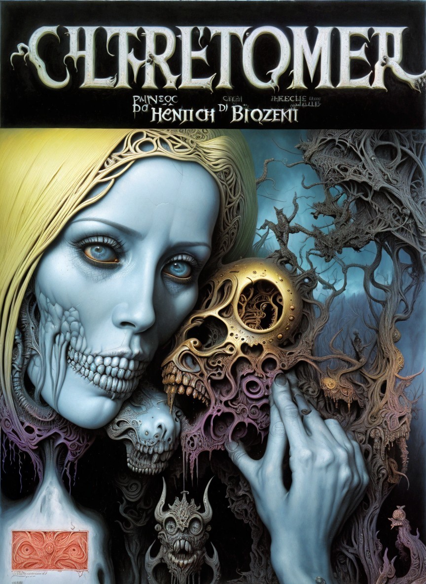 Ethereal Figure with Blue Skin in Surreal Background