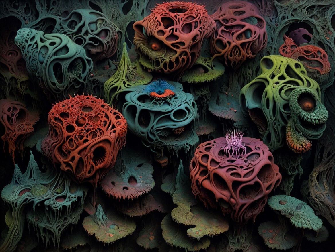 Abstract Organic Landscape with Vibrant Coral-Like Forms