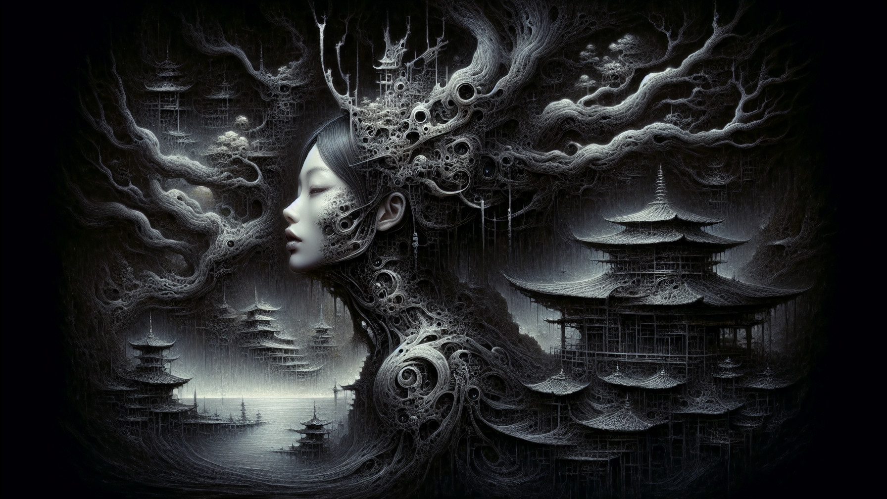 Surreal Landscape of Human and Nature Fusion