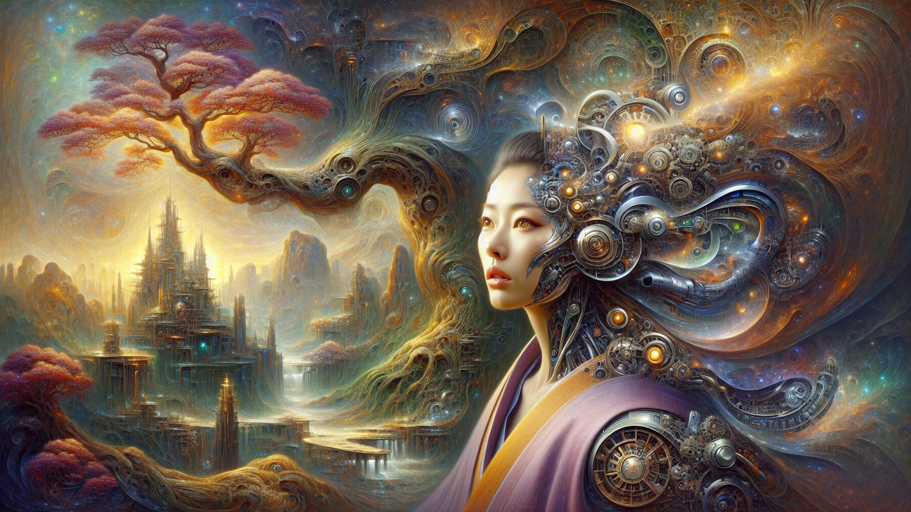 Fusion of Nature and Technology in a Dreamlike Setting