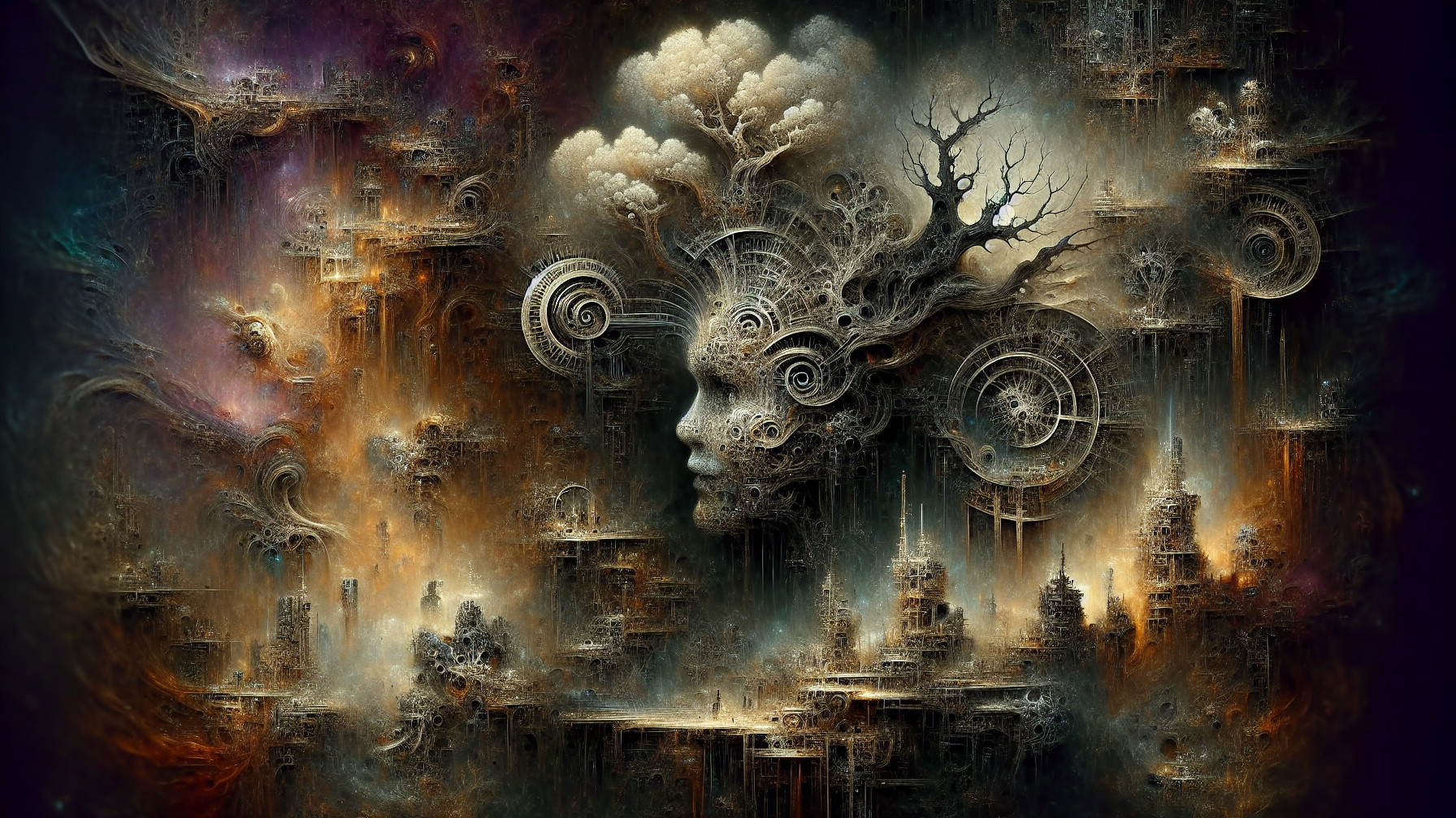 Intricate Digital Painting of a Woman's Profile