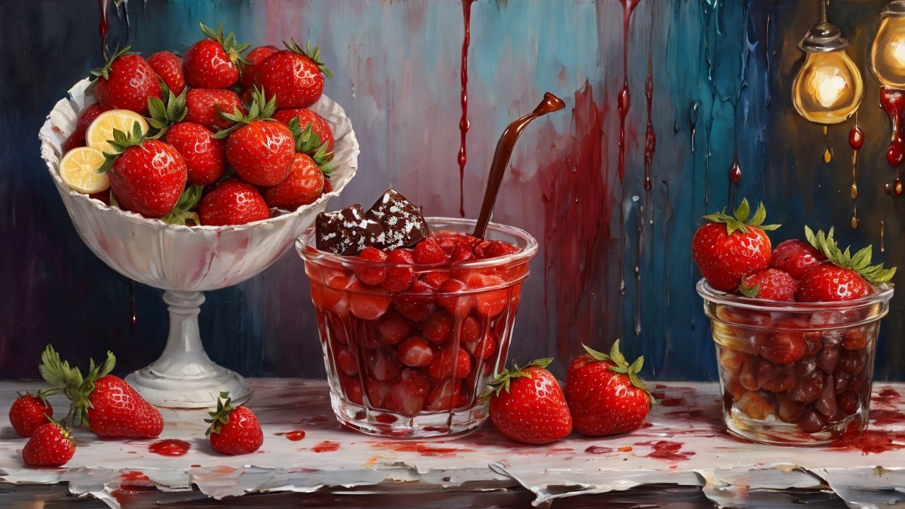Vibrant Still Life with Strawberries and Containers