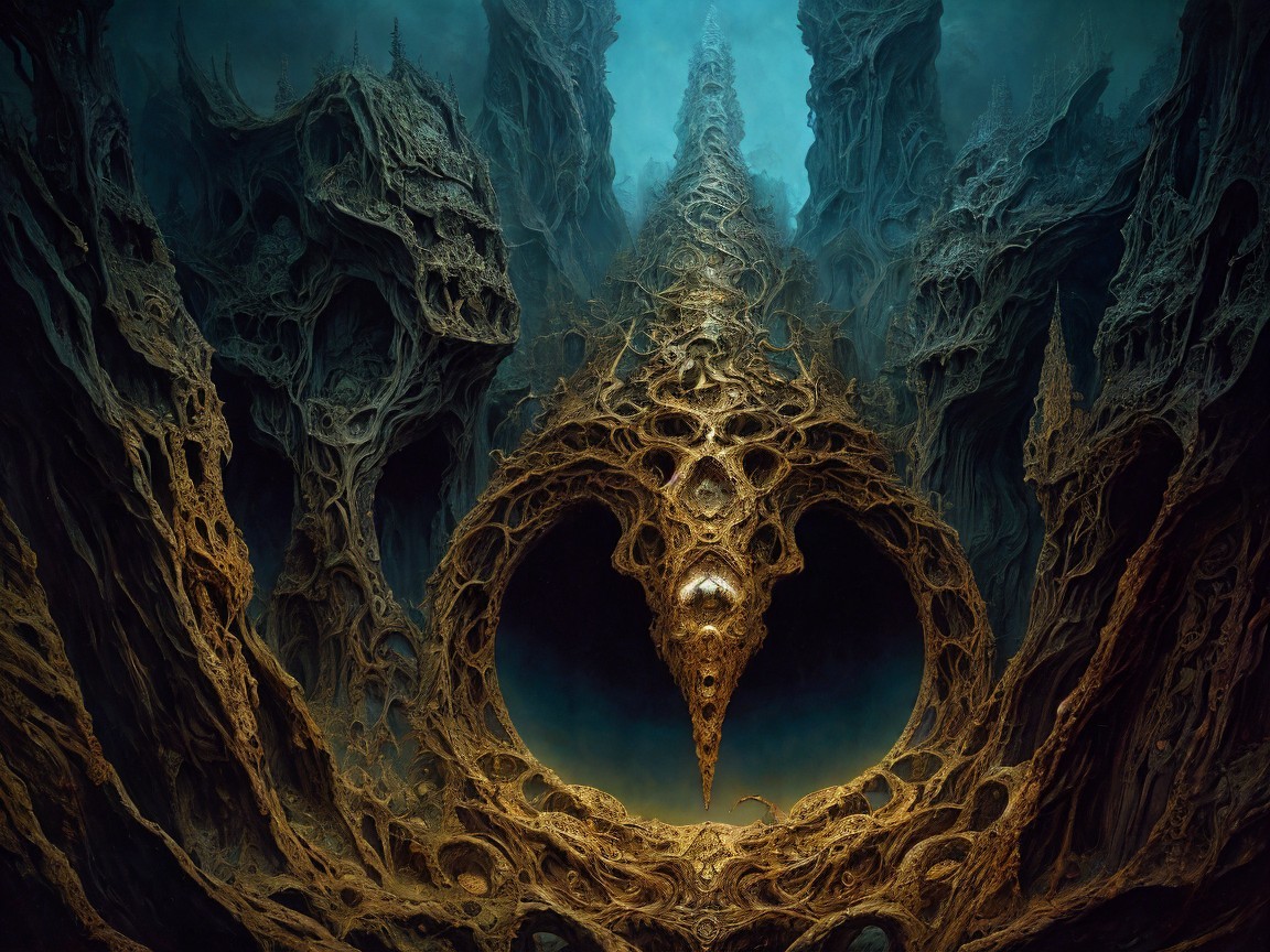 Surreal Otherworldly Landscape with Gothic Spires