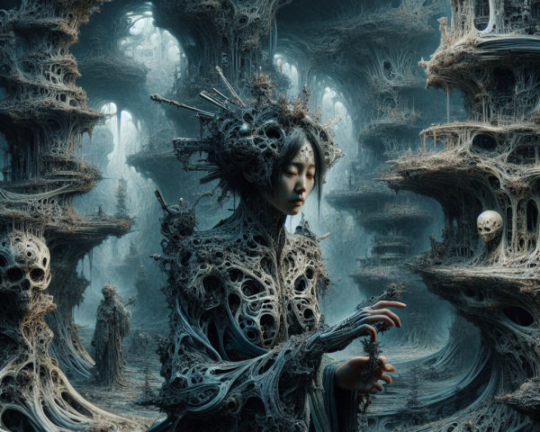 Surreal Landscape with Abstract Organic Structures