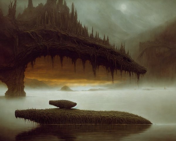 Surreal Landscape with Dragon Head Rock Formation