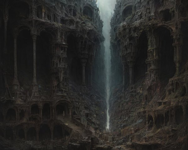 Intricate Digital Painting of a Gothic Canyon Structure