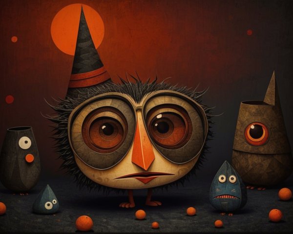 Whimsical Creature in Abstract Colorful Landscape