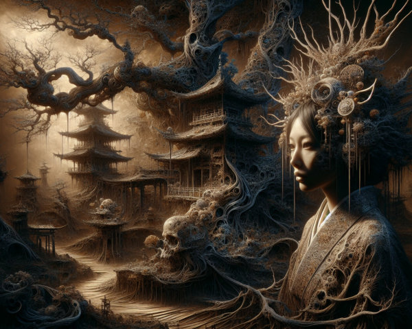 Surreal Dreamlike Landscape with Ethereal Architecture
