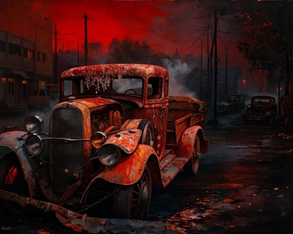 Abandoned Rusty Pickup Truck in Moody Atmosphere